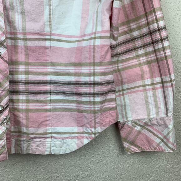 Roper Pink Plaid Pearl Button Collared Long Sleeve Button Up Shirt Womens Sz M - Picture 4 of 8